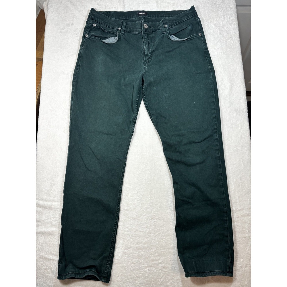 Hudson Jeans Mens Size 36 Blake Slim Straight Green Dark Wash Mid Rise Denim